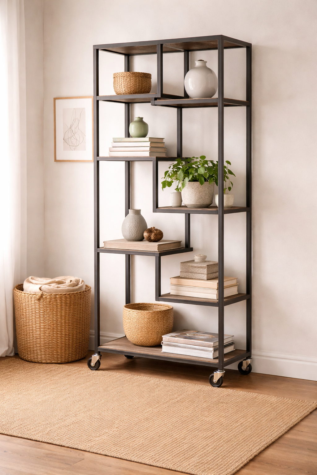 Country Style Metal Bookshelf