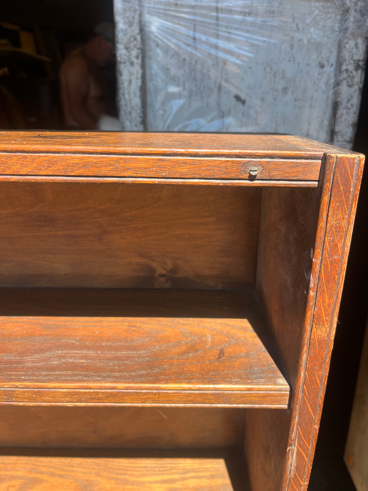 Authentic Vintage Oak Five-Shelf Bookcase