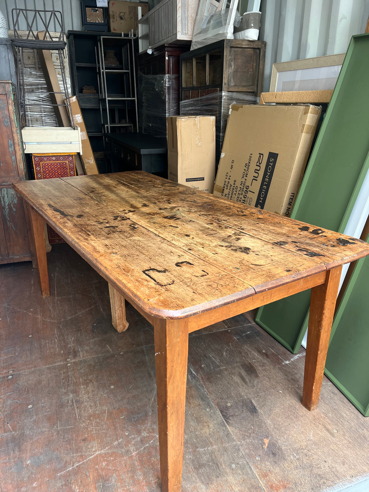 Original French Three-Plank Kitchen Table