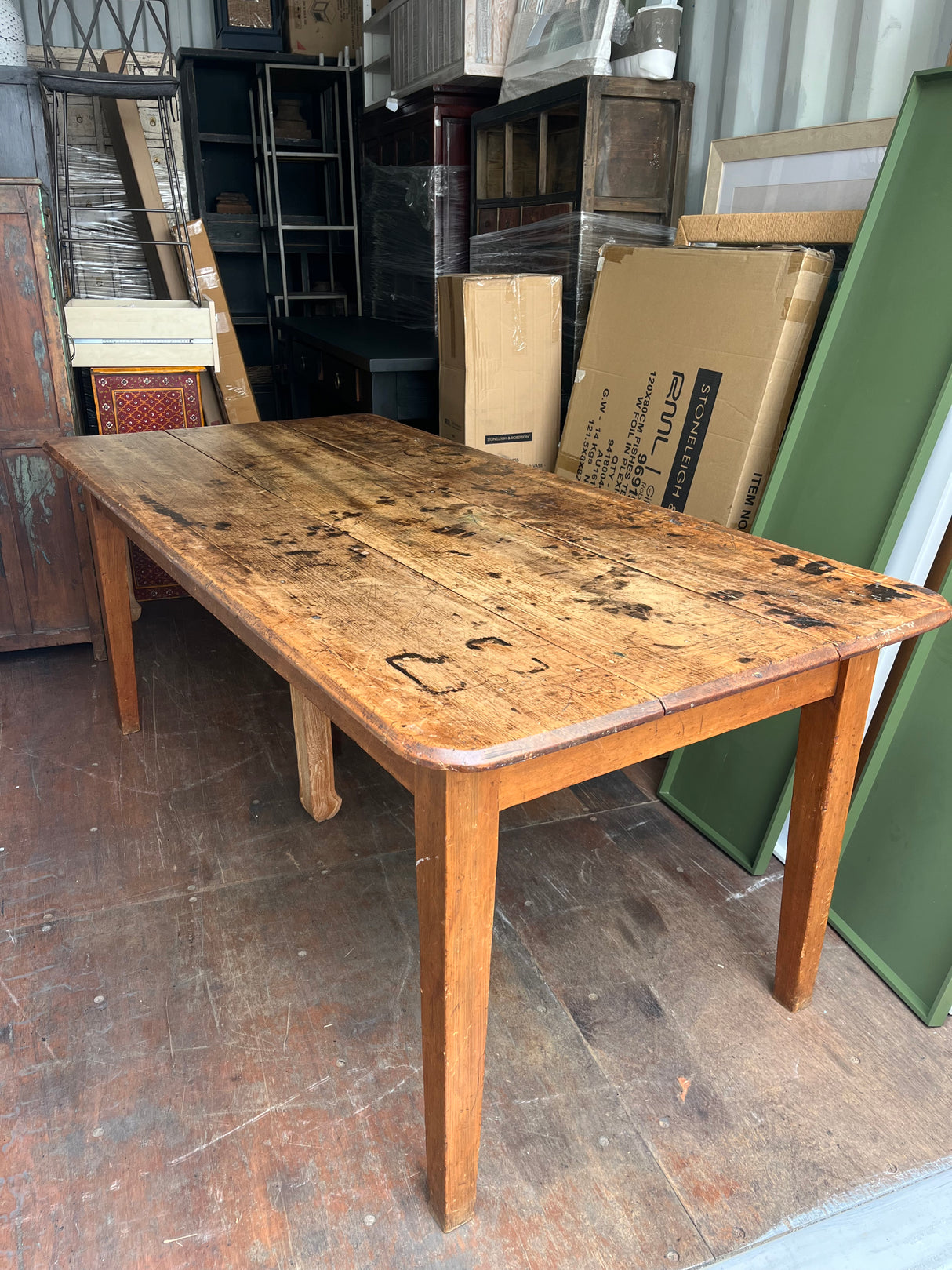 Original French Three-Plank Kitchen Table