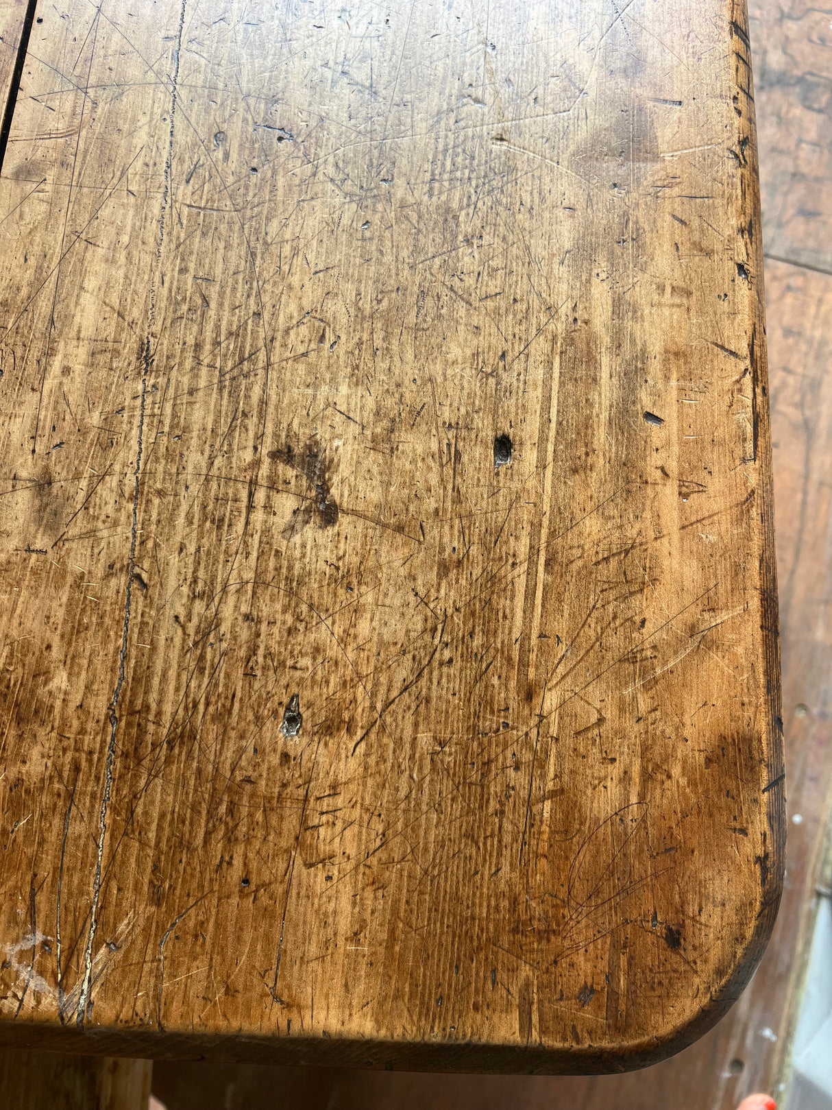 Original French Three-Plank Kitchen Table