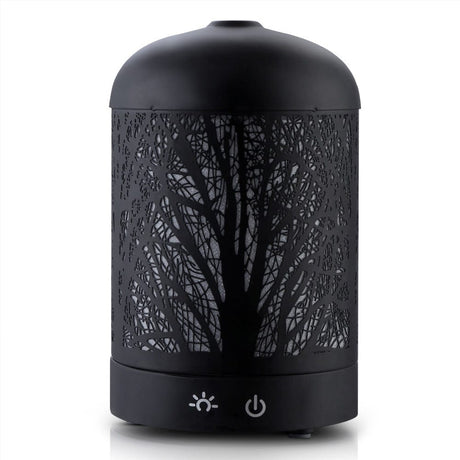 Appliances > Aroma Diffusers & Humidifiers DEVANTI Aroma Diffuser Aromatherapy LED Night Light Iron Air Humidifier Black Forrest Pattern 160ml