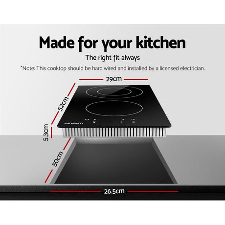 Appliances > Kitchen Appliances Devanti Electric Ceramic Cooktop 30cm Kitchen Cooker Cook Top Hob Touch Control 3-Zones