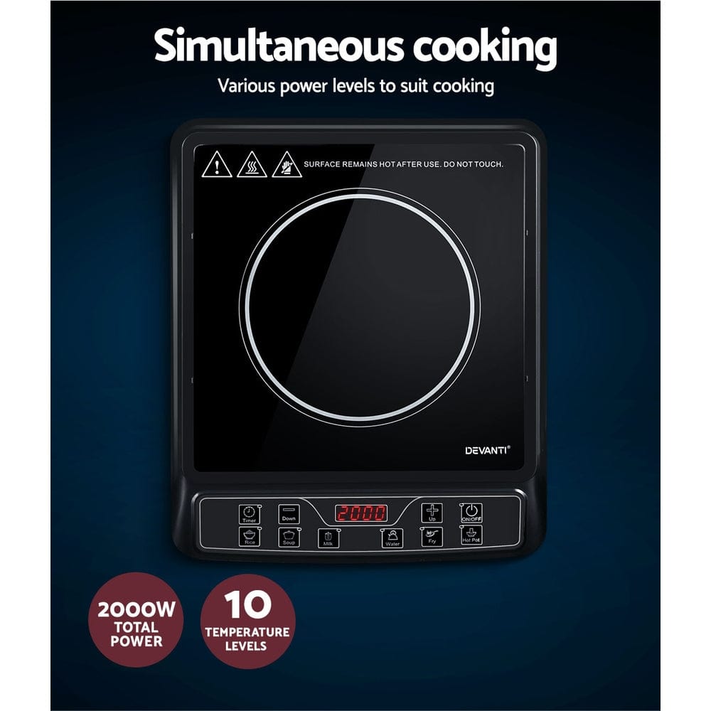 Appliances > Kitchen Appliances Devanti Electric Induction Cooktop Portable Cook Top Ceramic Kitchen Hot Plate