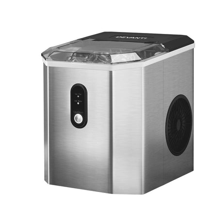 Appliances > Kitchen Appliances Devanti Portable Ice Maker Machine Ice Cube 12kg Bar Countertop Stainless Steel