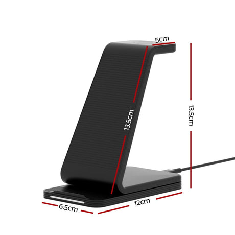 Electronics > Battery Chargers & Power Devanti 3 in 1 Wireless Charger Dock 15W Fast Charging Stand