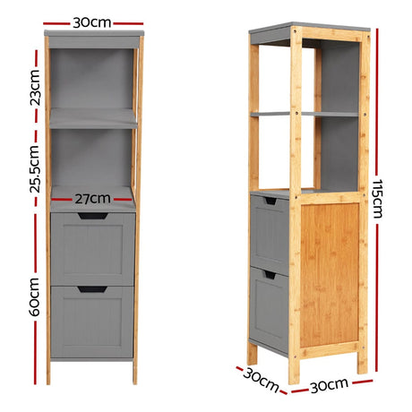 Furniture > Bathroom Artiss Bathroom Cabinet Tallboy Furniture Toilet Storage Laundry Cupboard 115cm
