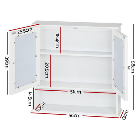Furniture > Bathroom Artiss Bathroom Tallboy Storage Cabinet with Mirror - White