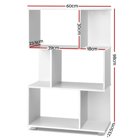 Furniture > Living Room Artiss 3 Tier Zig Zag Bookshelf - White