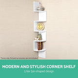Furniture > Living Room Artiss 5 Tier Corner Wall Shelf - White