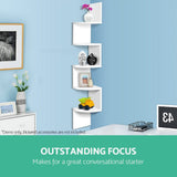 Furniture > Living Room Artiss 5 Tier Corner Wall Shelf - White