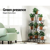 Furniture > Living Room Artiss Plant Stand Outdoor Indoor Metal Flower Pots Rack Corner Shelf Black