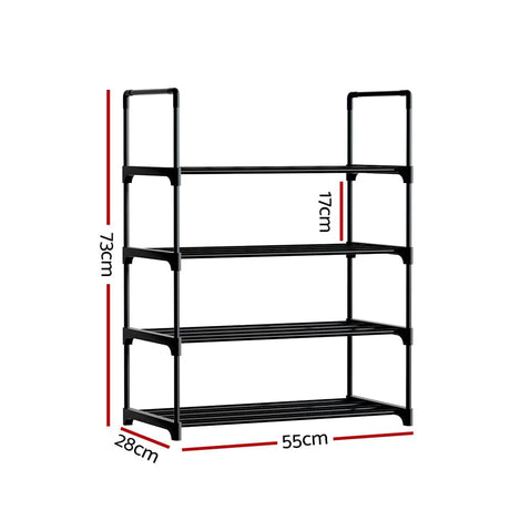 Furniture > Living Room Artiss Shoe Rack Stackable Shelves 4 Tiers 55cm Shoes Storage Stand Black