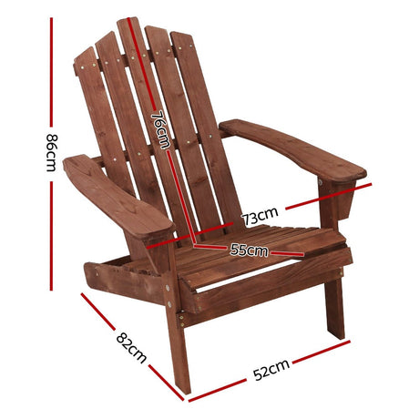 Furniture > Outdoor Gardeon Outdoor Sun Lounge Beach Chairs Table Setting Wooden Adirondack Patio Brown Chair