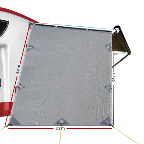 Home & Garden > Shading Grey Caravan Privacy Screen 1.95 x 2.2M End Wall Side Sun Shade Roll Out Awning