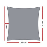 Home & Garden > Shading Instahut Sun Shade Sail Cloth Shadecloth Rectangle Canopy Grey 280gsm 3x3m