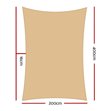 Home & Garden > Shading Instahut Sun Shade Sail Cloth Shadecloth Rectangle Canopy Sand 280gsm 2x4m