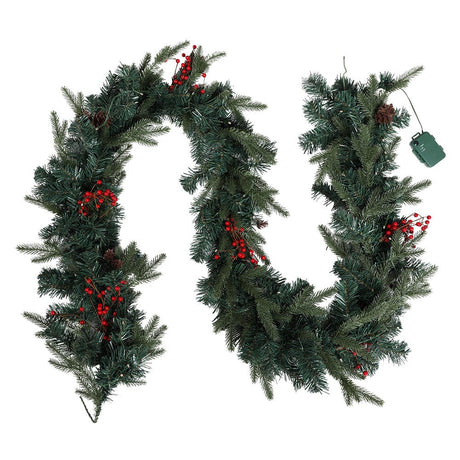 Occasions > Christmas Jingle Jollys 2.4M Christmas Garland with Ornament Warm Lights Xmas Tree Decor