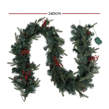 Occasions > Christmas Jingle Jollys 2.4M Christmas Garland with Ornament Warm Lights Xmas Tree Decor