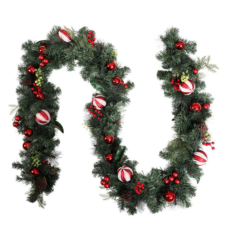 Occasions > Christmas Jingle Jollys 2.7M 9FT Christmas Garland with Ornament Xmas Tree Decor