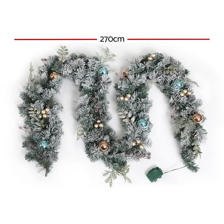 Occasions > Christmas Jingle Jollys 2.7M Pre-Lit Christmas Garland with Ornament Light Xmas Tree Decor
