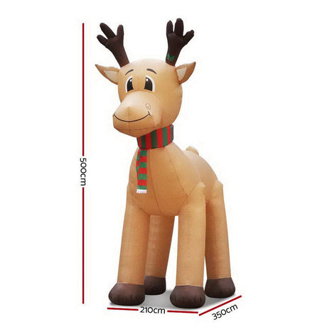Occasions > Christmas Jingle Jollys 5M Christmas Inflatable Reindeer Outdoor Xmas Decorations Lights