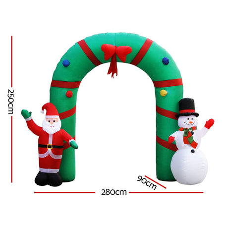 Occasions > Christmas Jingle Jollys Christmas Inflatable Giant Arch Way 2.8M Santa Snowman Light Decor
