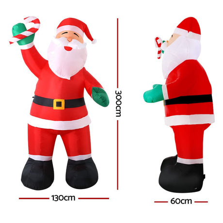 Occasions > Christmas Jingle Jollys Christmas Inflatable Santa 3M Xmas Outdoor Decorations LED Lights