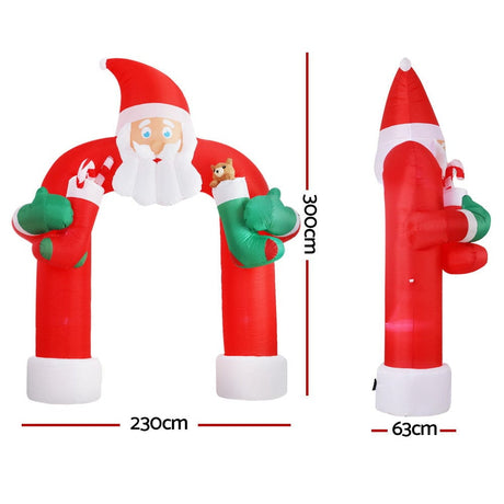 Occasions > Christmas Jingle Jollys Christmas Inflatable Santa Archway 2.3M Outdoor Decorations Lights