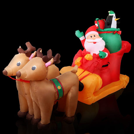 Occasions > Christmas Jingle Jollys Christmas Inflatable Santa Sleigh 2.2M Outdoor Decorations LED