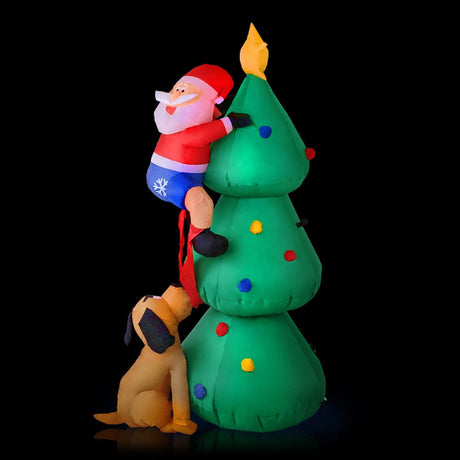Occasions > Christmas Jingle Jollys Christmas Inflatable Santa Tree 1.8M Lights Outdoor Decorations