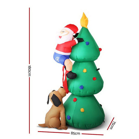 Occasions > Christmas Jingle Jollys Christmas Inflatable Santa Tree 1.8M Lights Outdoor Decorations