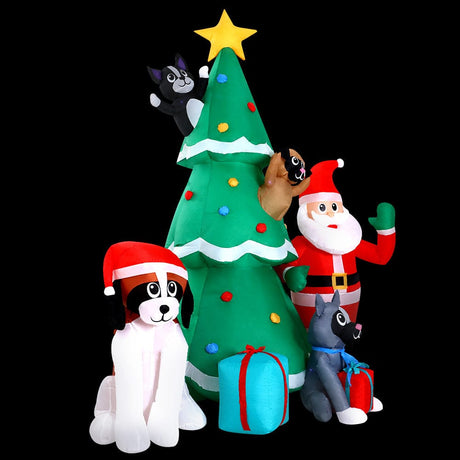 Occasions > Christmas Jingle Jollys Christmas Inflatable Santa Tree 3M Lights Outdoor Decorations LED