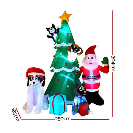 Occasions > Christmas Jingle Jollys Christmas Inflatable Santa Tree 3M Lights Outdoor Decorations LED