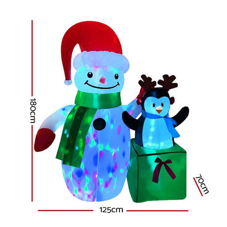 Occasions > Christmas Jingle Jollys Christmas Inflatable Snowman 1.8M Lights LED Outdoor Decorations