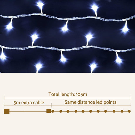 Occasions > Christmas Jingle Jollys Christmas Lights 500 LED 100M String Light Cool White Decorations