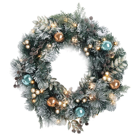 Occasions > Christmas Jingle Jollys Christmas Wreath with Pre-Lit Lights Ornament 60CM Xmas Tree Decor