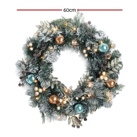 Occasions > Christmas Jingle Jollys Christmas Wreath with Pre-Lit Lights Ornament 60CM Xmas Tree Decor