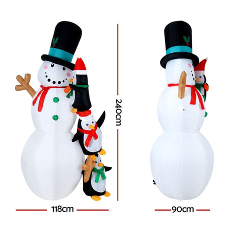 Occasions > Christmas Jingle JollysChristmas Inflatable Snowman 2.4M Xmas Lights Outdoor Decorations