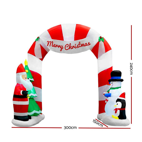 Occasions > Lights Jingle Jollys Christmas Inflatable Santa Archway 3M Outdoor Decorations Lights