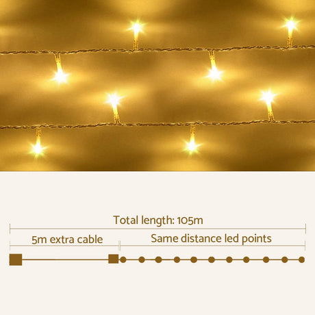 Occasions > Lights Jingle Jollys Christmas Lights 500 LED 100M String Light Warm White Decorations