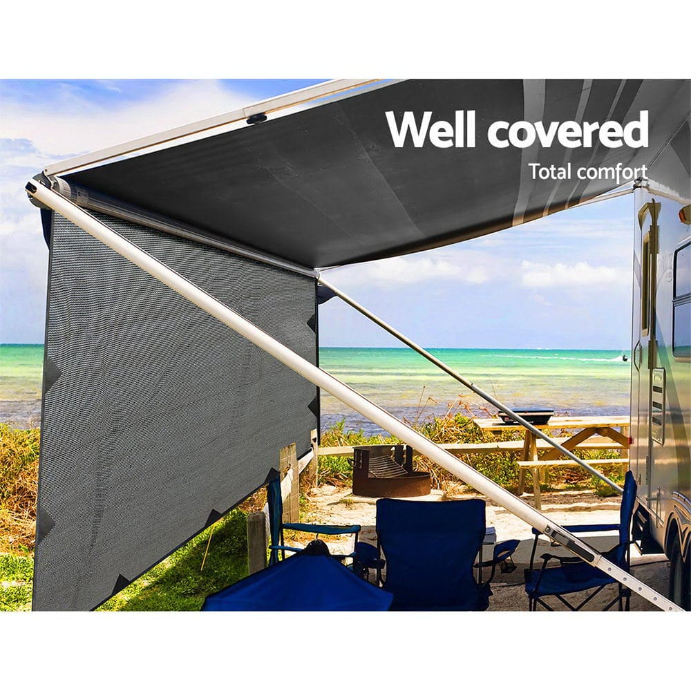 Outdoor > Camping 3.4M Caravan Privacy Screens 1.95m Roll Out Awning End Wall Side Sun Shade