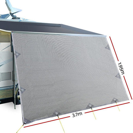 Outdoor > Camping 3.7M Caravan Privacy Screens 1.95m Roll Out Awning End Wall Side Sun Shade