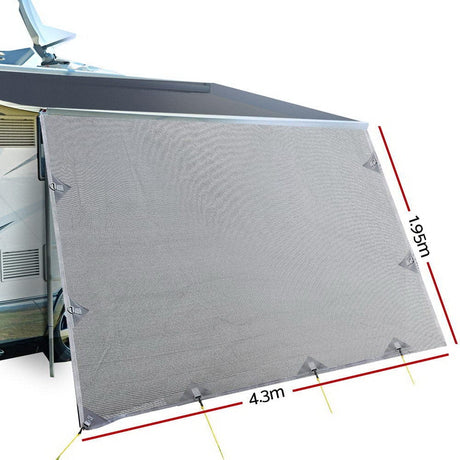 Outdoor > Camping Caravan Privacy Screens Roll Out Awning 4.3X1.95M End Wall Side Sun Shade Screen