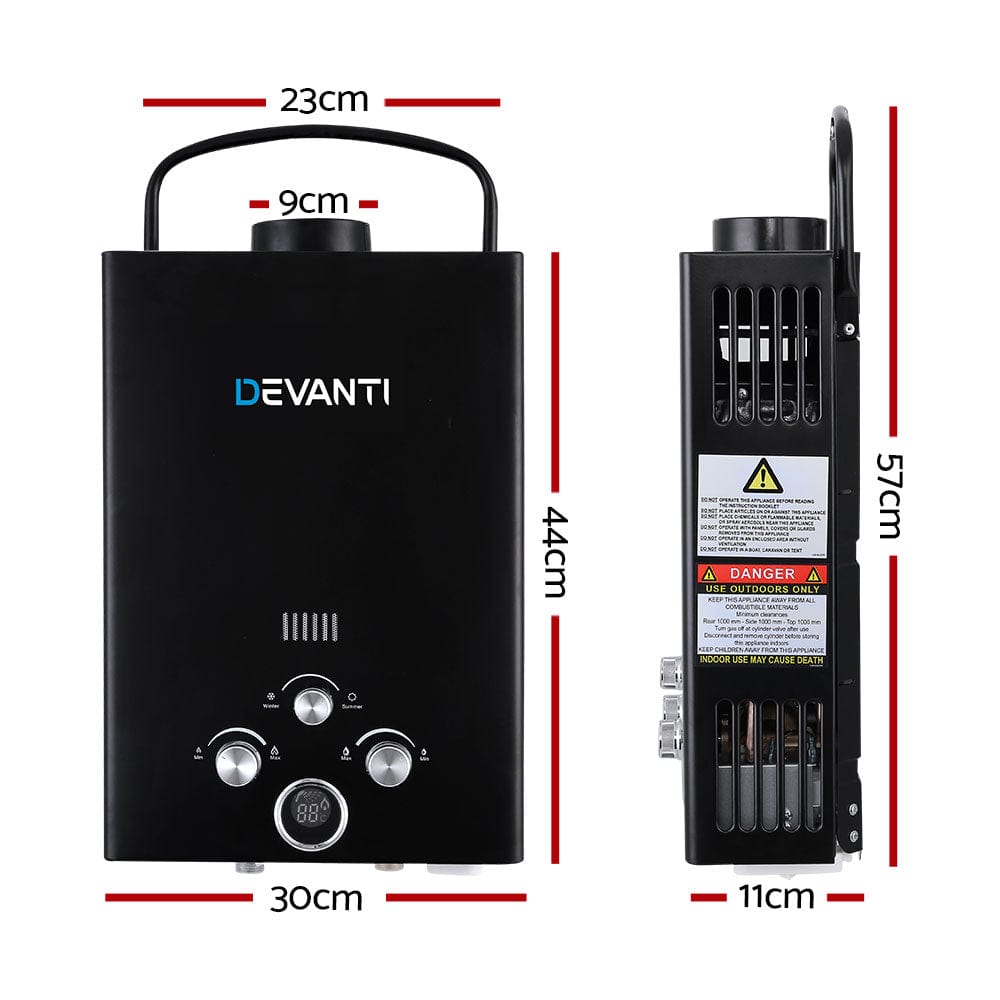 Outdoor > Camping Devanti Outdoor Gas Hot Water Heater Portable Camping Shower 12V Pump Black