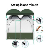Outdoor > Camping Weisshorn Double Camping Shower Toilet Tent Outdoor Portable Change Room Green