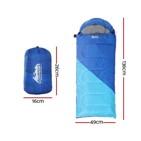 Outdoor > Camping Weisshorn Sleeping Bag 136cm Kids Camping Hiking Winter Blue
