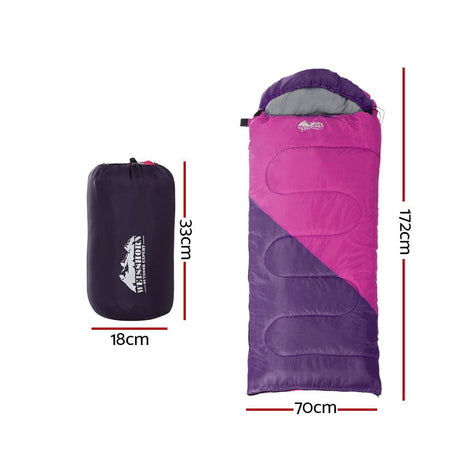 Outdoor > Camping Weisshorn Sleeping Bag Bags Kid 172cm Camping Hiking Thermal Pink