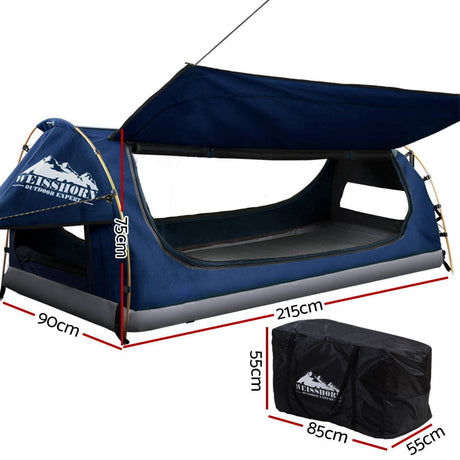 Outdoor > Camping Weisshorn Swag King Single Camping Canvas Free Standing Swags Blue Dome Tent