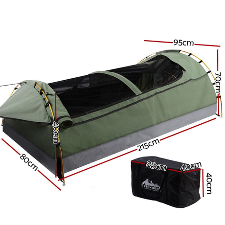 Outdoor > Camping Weisshorn Swags King Single Camping Swag Canvas Tent Deluxe